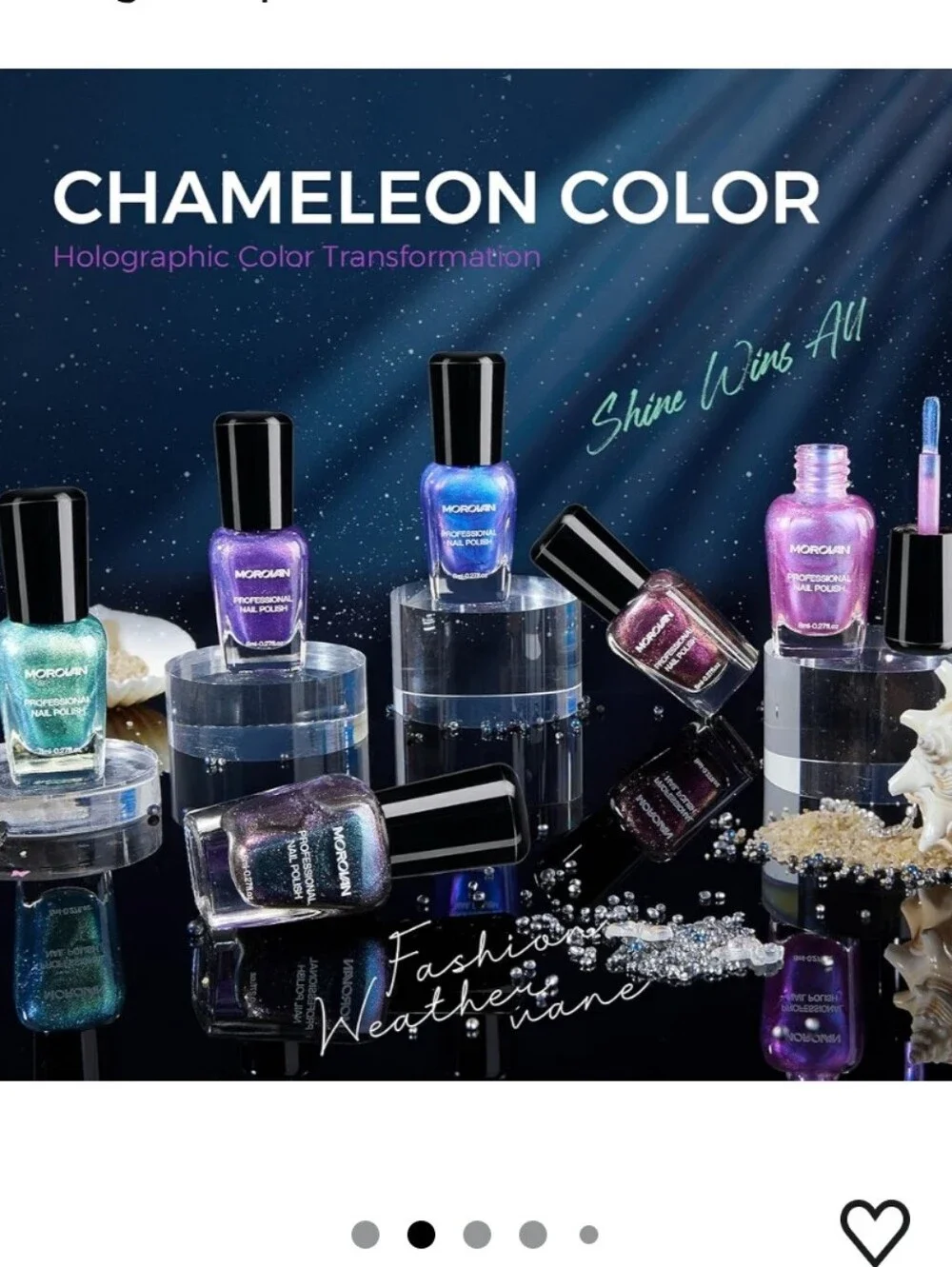 Chameleon Nail Polish Set: 6 Color Holographic Ombre Quick Dry